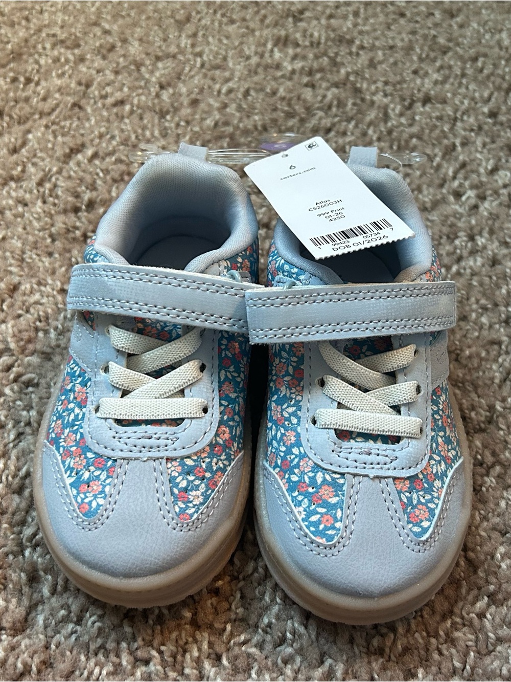 Toddler Carters Size 6 Sneakers with Velcro Strap